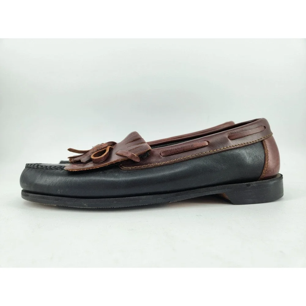 Johnston & Murphy Aragon II Kiltie Tassel Loafers Mens 9.5 M Black Brown Leather